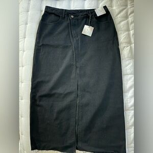 Asymmetrical Front Split High Waisted Skirt